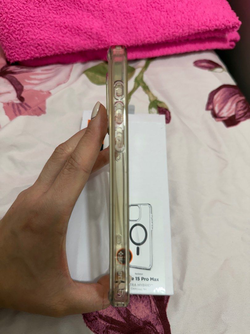 Spigen: iPhone 15 Pro Max MagSafe Case (Transparent) (Category: Cases & Sleeves) located in Quezon City. Submitted by belleg724 (Listing ID 1401363786, Image 2). Description: Ultra Hybrid Case MagFit for MagSafe (Graphite).