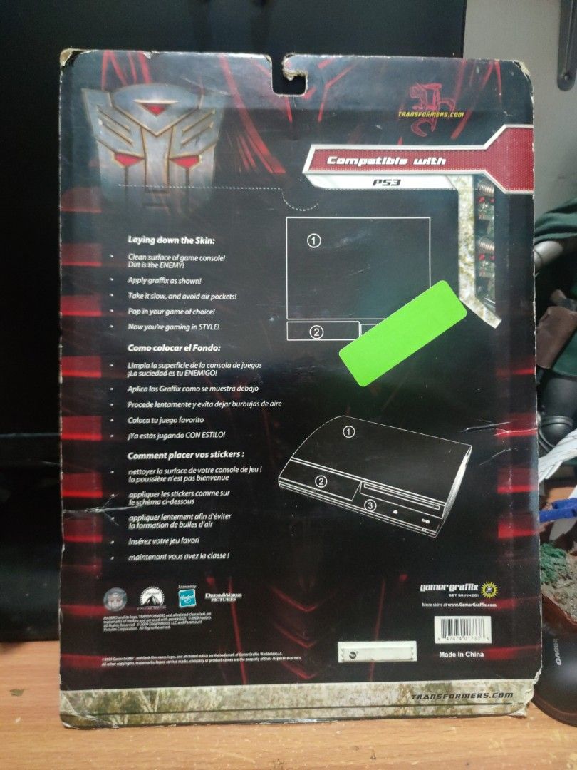 Transformers PS3 Skin (Category: PlayStation) located in Quezon City. Submitted by gwift (Listing ID 1401451767, Image 2). Description: - PS3 skin with Autobots logo. - Removable and reusable design. - Includes skin for console and controller. - Officially licensed by Hasbro. - Compatible with PS3 phat.