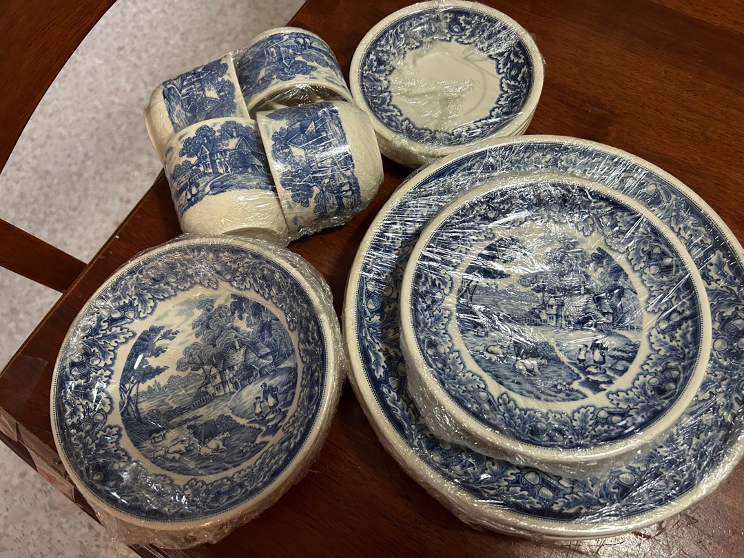 BILTONS Vintage Blue and White Dinnerware Set, Furniture & Home Living ...