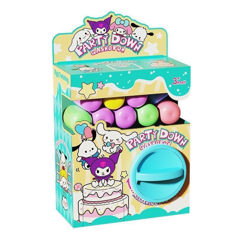 3229) Sanrio Kuromi & Friends 'Party Down' Gashapon Twisting Egg Machine Blind Box Toy 🎀 Mini Doll Surprise Gift Set | Includes 6 Eggs🥚 Halloween, Xmas, & Birthday Present Idea for Collectors & Kids 🎂 (Category: Designer & Blind Box Toys) located in Singapore. Submitted by Sellswag (Listing ID 1396435700, Image 3). Description: Unleash the mystery and fun with this adorable Sanrio Kuromi & Friends ‘Party Down’ Gashapon Machine! This charming m