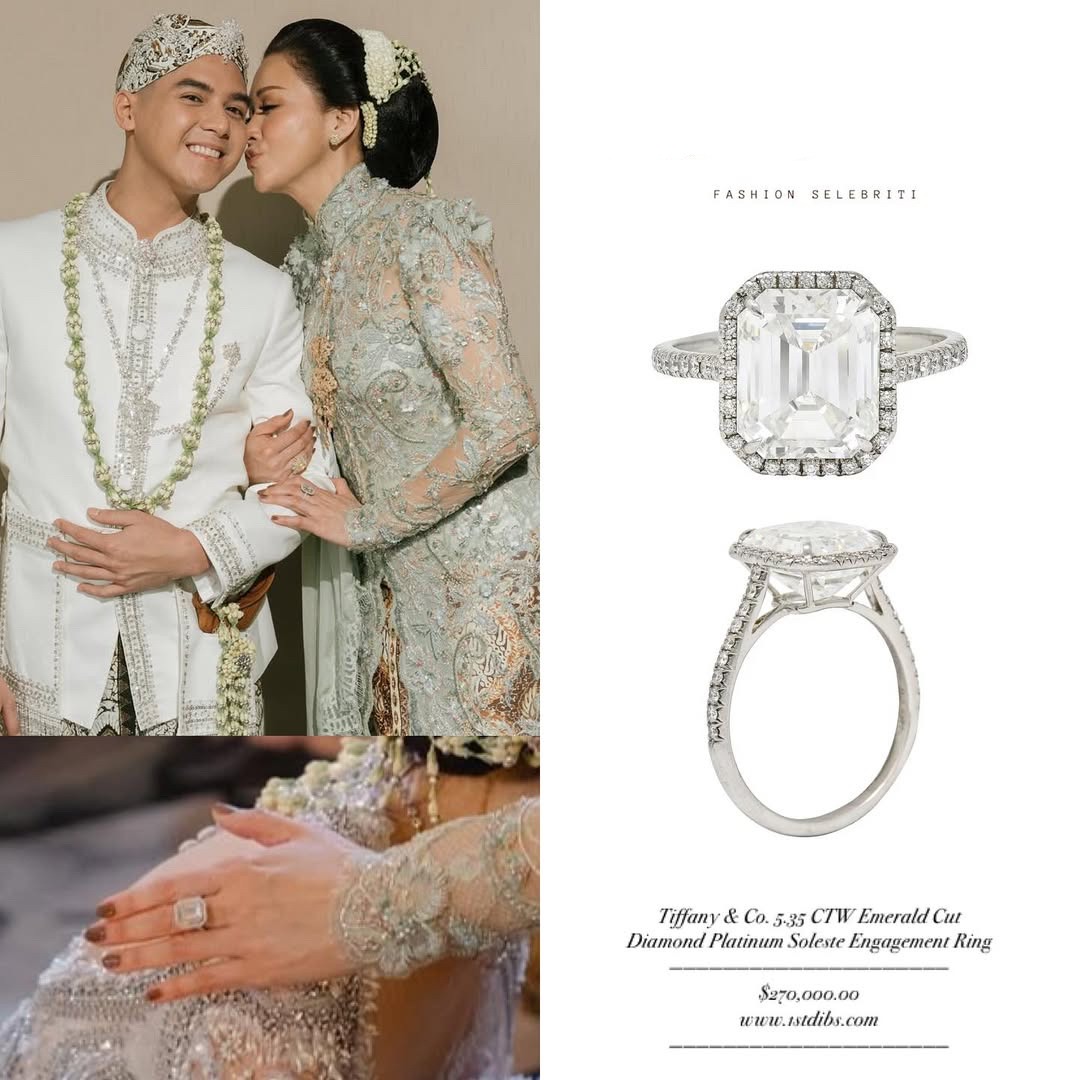100% Pass Test Diamond Selector 】Cincin Luxury Emerald-cut Halo ...