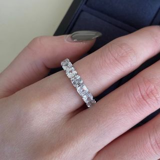✨ Elegant Diamond Eternity Ring – Asscher & Emerald Cut | White Gold / Platinum ✨64223015156481110
