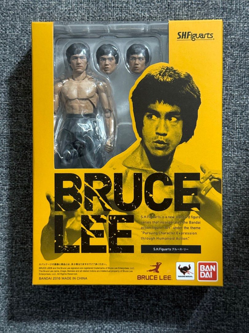 Bandai S.H. Figuarts Bruce Lee Action Figure (Category: Toy Figures) located in Singapore. Submitted by theoriginalcopykat (Listing ID 1396427586, Image 1). Description: Brand new, unopened Bandai S.H. Figuarts Bruce Lee action figure. Includes multiple interchangeable face sculpts and accessories. Perfect for collectors or fans of the martial arts legend..