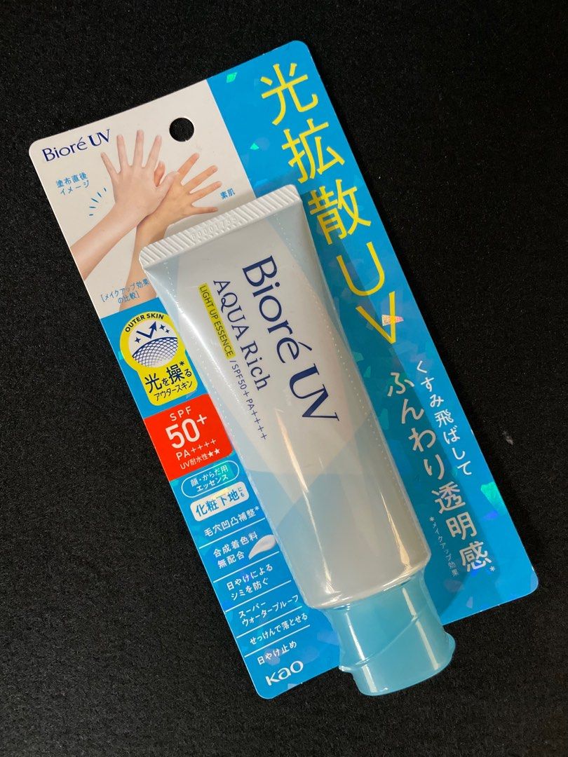 Bioré UV Aqua Rich SPF 50+ (Category: Face Care) located in Manila. Submitted by jonn1 (Listing ID 1396308107, Image 1). Description: Authentic from Japan Very effective Japan Skincare for sun protection BIORÉ UV AQUA RICH LIGHT UP ESSENCE SPF 50+ PA++++ 70grams.