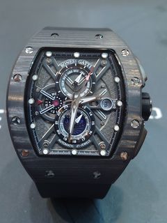 Bonest Gatti 多功能酒桶形夜光碳纖維自動錶 黑色BG9007-R264197972391043110