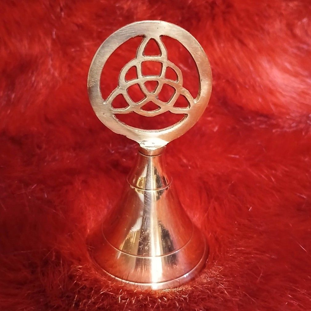 Brass Wiccan Altar Hand Bell 3" (Category: Religious Items) located in Cavite. Submitted by asianpretty (Listing ID 1396315303, Image 2). Description: Brass Hand bell 3" A clear toned brass bell with sleek, gentle curves and just the barest minimum of decoration near the lip. Brass. 3" x 1 1/2" A Wiccan altar bell is a ritual tool used to cleanse sacred space, invoke deities, and mark the beginning and end of ceremonies. The bell's clear, resonan
