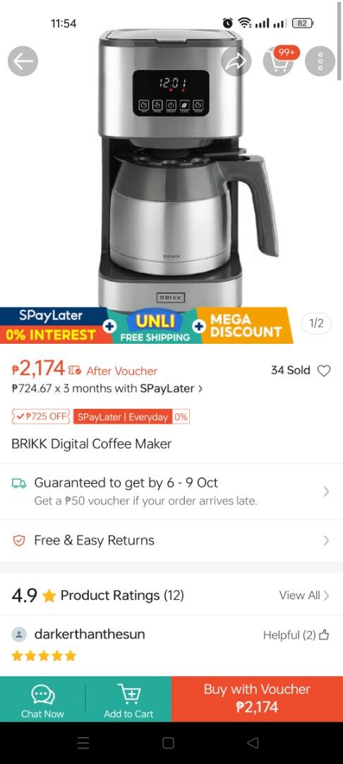 BRIKK Digital Coffee Maker BXBDCMBK (Category: Coffee Machines & Makers) located in Binangonan. Submitted by live.bukobeybe (Listing ID 1396446588, Image 1). Description: - 1.25L capacity - Brews up to 24 cups - Soft touch digital controls - Keep warm function (up to 2 hours) - Adjustable coffee strength - Model: BXBDCMBK.