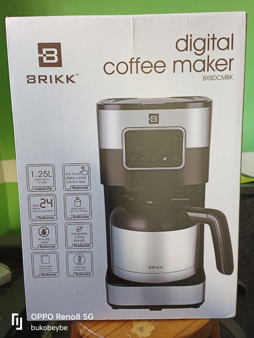 BRIKK Digital Coffee Maker BXBDCMBK (Category: Coffee Machines & Makers) located in Binangonan. Submitted by live.bukobeybe (Listing ID 1396446588, Image 2). Description: - 1.25L capacity - Brews up to 24 cups - Soft touch digital controls - Keep warm function (up to 2 hours) - Adjustable coffee strength - Model: BXBDCMBK.