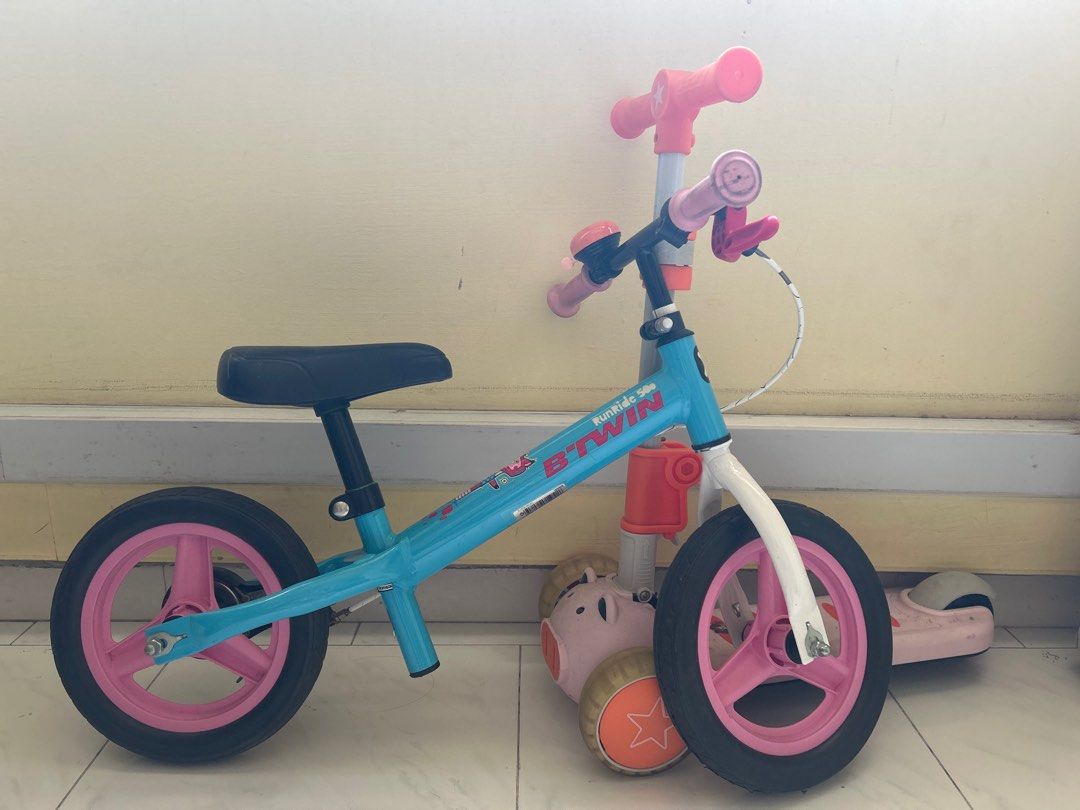 B'TWIN Runride 500 Balance Bike Light Blue, Sports Equipment