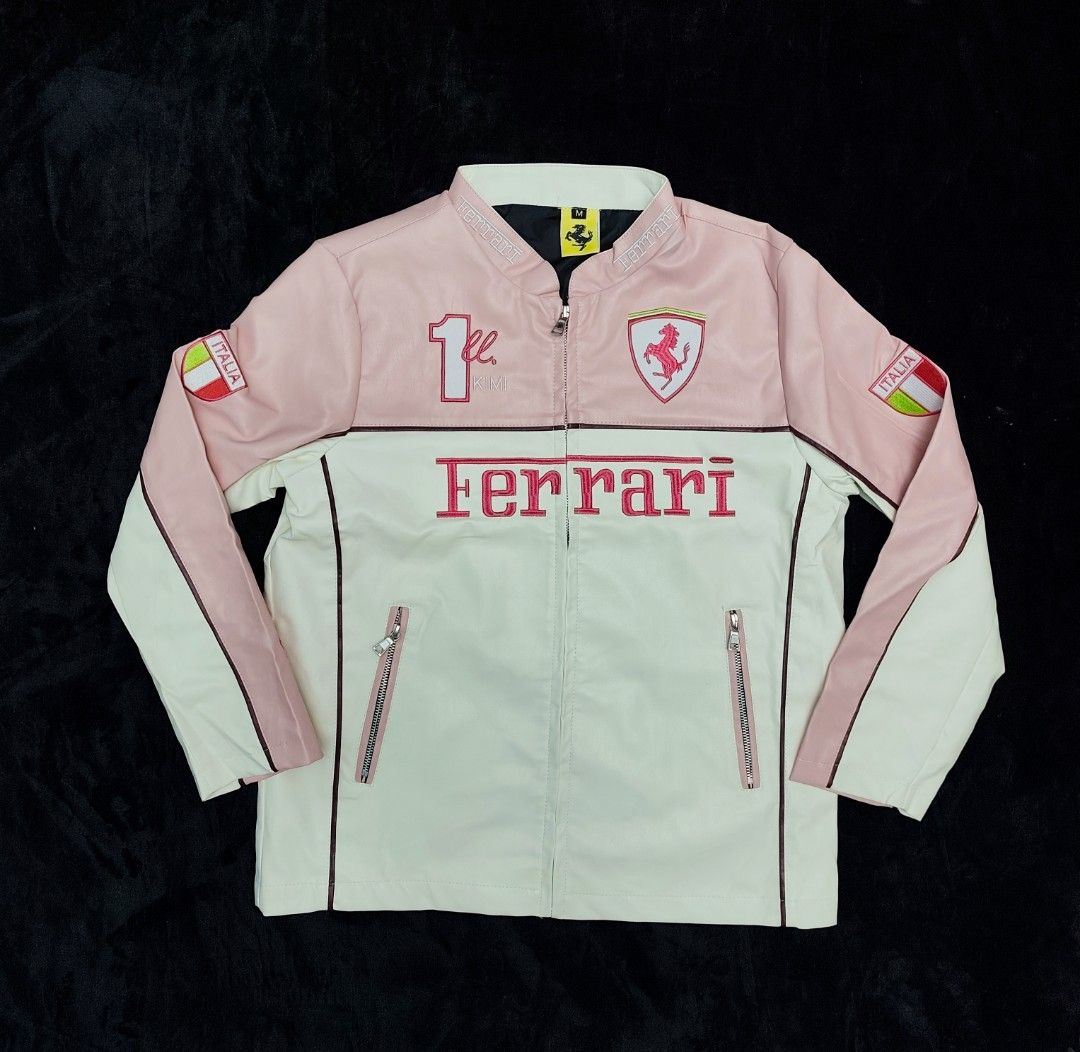 Ferrari Leather Jacket Pink (Category: Coats, Jackets and Outerwear) located in Caloocan City. Submitted by novathriftshopph (Listing ID 1396301812, Image 1). Description: Ferarri Leather Jacket Pink Brand New Pure Leather Jacket Size: Medium on Tag Dimes: 20×25 Novaliches Area x North Caloocan Delivery via JNT or Lalamove.