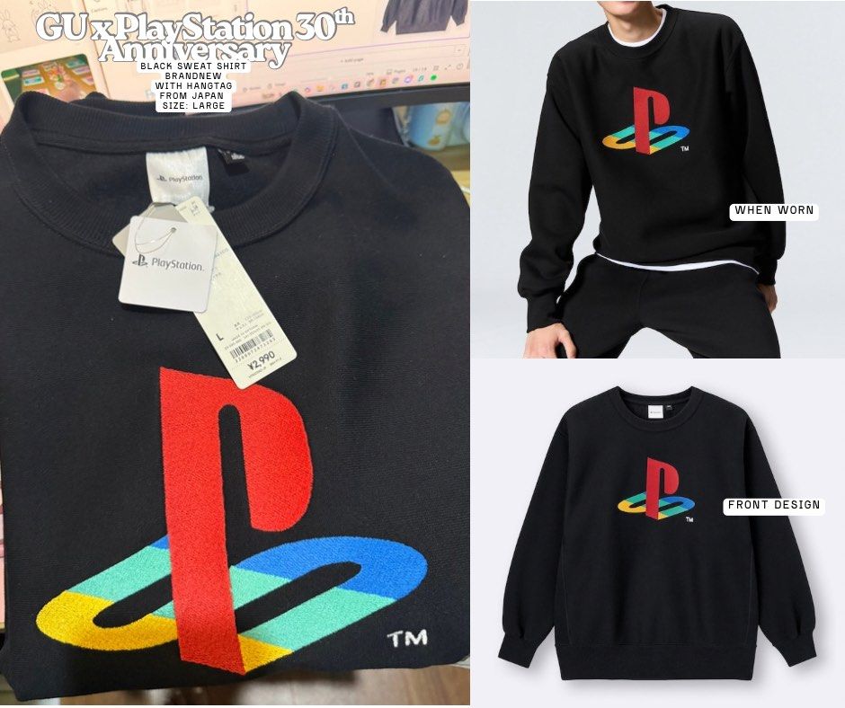 GUxPlayStation 30th Anniversary Sweatshirt (Coordinates) (Category: Sets & Coordinates) located in Quezon City. Submitted by trisb. (Listing ID 1396435637, Image 2). Description: GUxPlayStation 30th Anniversary Bought in Japan 🇯🇵 Black Sweatshirt Brandnew with Hangtag Size: Large #PlayStation #Games #Gamer #PS4 #GU #Uniqlo #Japan #Collector #Sweater #Coordinates .