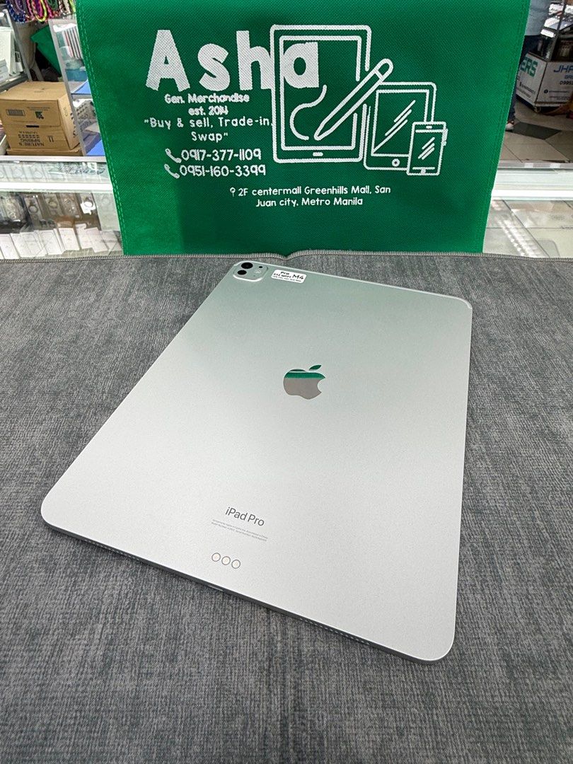 iPad Pro M4 512gig 13inch (Category: iPad) located in San Juan City. Submitted by asniebasher (Listing ID 1396324028, Image 1). Description: FOR SALE/SWAP (RFS: BUY&SELL) * iPad Pro 13inch * M4 Chips * 512gig * WiFi only ~ Apple warr. Aug 2026 * 100 BH / 32 Cyle count * NO ISSUE ~ GOOD AS N E W. * NO REPAIR / HIDDEN ISSUE * Complete w/Original box - same serial. F R E E B I E S. ✨ ~ clear case ~ screen protector MODE OF PAYMENT ✔️COD - additional