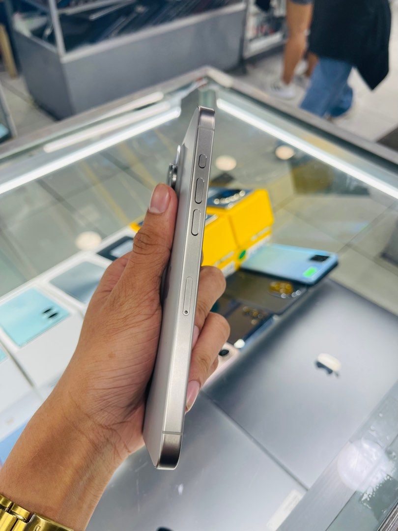 iPhone 15 Pro Max 512 Natural Titanium (Category: iPhone 15 Series) located in Manila. Submitted by oddlion-e6f6 (Listing ID 1396323624, Image 1). Description: For sale❗️❗️❗️ iPhone 15 Pro Max color: Titanium Storage: 512 iOS : 26.0 Open Line Baterry Health: Normal Maximum Capacity: 85% Cycle Count: 876 Manufacture Date: August 2023 First Use : October 2023 Price: 48,500 inclusion: Unit , Charger, Clear Case, Tempered We ship Luzon, Visayas, Mind