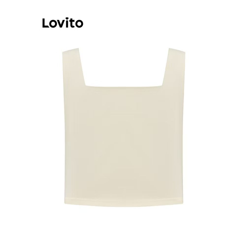 Lovito Women Casual Plain Button Tank Top (Category: Sleeveless) located in Manila. Submitted by warmwolf-e864 (Listing ID 1396296952, Image 3). Description: - Lovito square neck top - Sleeveless design - Square neckline - Button-down front - Light, possibly linen-like fabric - Color: Apricot - Size: EU 34 US4 RFS : Decluttering Note : No issue ; Not yet use (fit only) ; no tag.