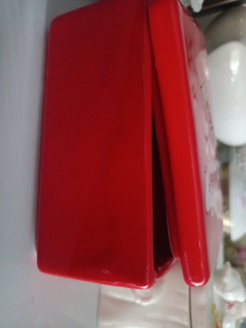 Red Ceramic Box - Made in Italy (Category: Storage Boxes & Baskets) located in Cavite. Submitted by hammy18 (Listing ID 1396370896, Image 2). Description: - Red ceramic box - Rectangular shape with lid - Made in Italy - Marked "ITALY" and "672" - Glossy finish - Decorative item.