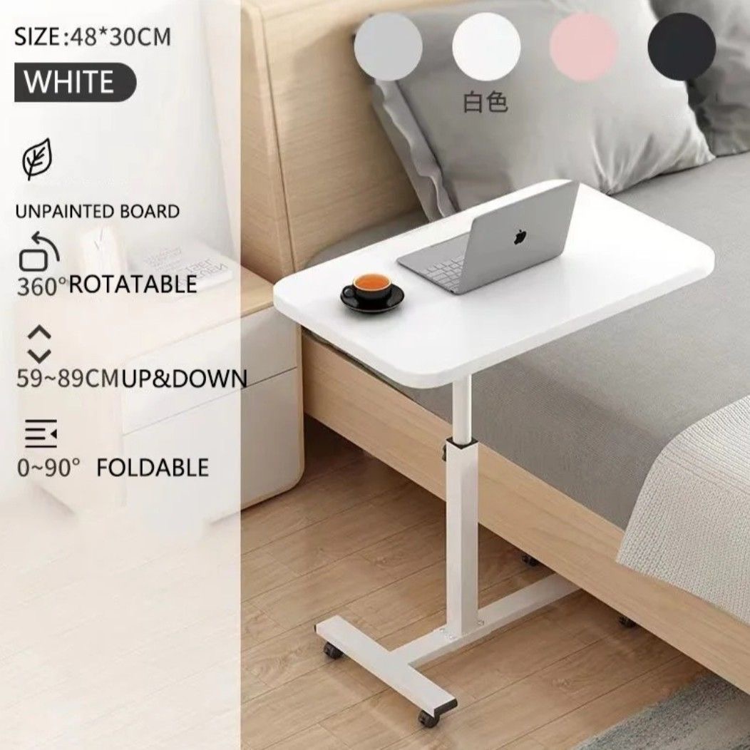 Rolling Laptop Side Table | Portable Computer Table | Height Adjustable ...