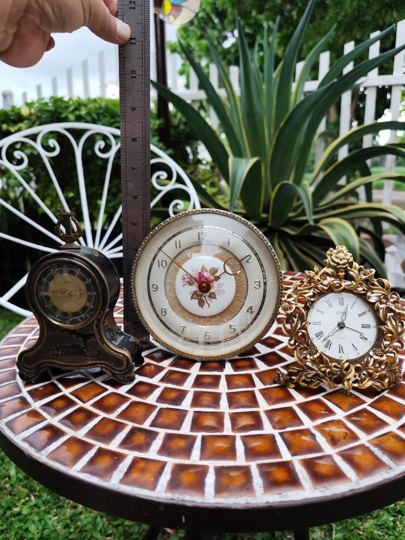 Vintage Clocks (Price Is Per Piece) (Category: Clocks) located in Davao. Submitted by papa1919 (Listing ID 1396432612, Image 2). Description: All are mechanical clocks with alarm bell, and all are working well. Left - P2,850 (Emes, Germany) Center - P4850 (Regent of London, Great Britain) Right - P3,350 (Linden, West Germany).
