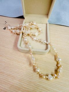 粉+白淡水珍珠長頸鏈60cm長 fresh water pearl long necklace64221778479233110