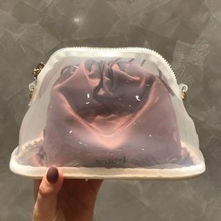 全新 日本牌子 snidel 可愛白色PVC透明單肩袋／側揹包／單肩包包／手袋／細袋 附絲質內袋 兩件套 shoulder bag cross-body bag mini bag 適合去沙灘去party用64217367520131110