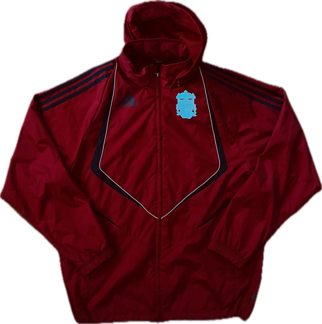 Adidas Liverpool FC Jacket (Category: Coats, Jackets and Outerwear) located in Baguio. Submitted by nickguard (Listing ID 1396487760, Image 1). Description: - Maroon Adidas jacket - Features the Liverpool FC logo and Carlsberg branding - Full zip and hood - Adidas logo on the chest, back, and zipper - Mesh lining - L 31in , W 29in - Detachable hood.