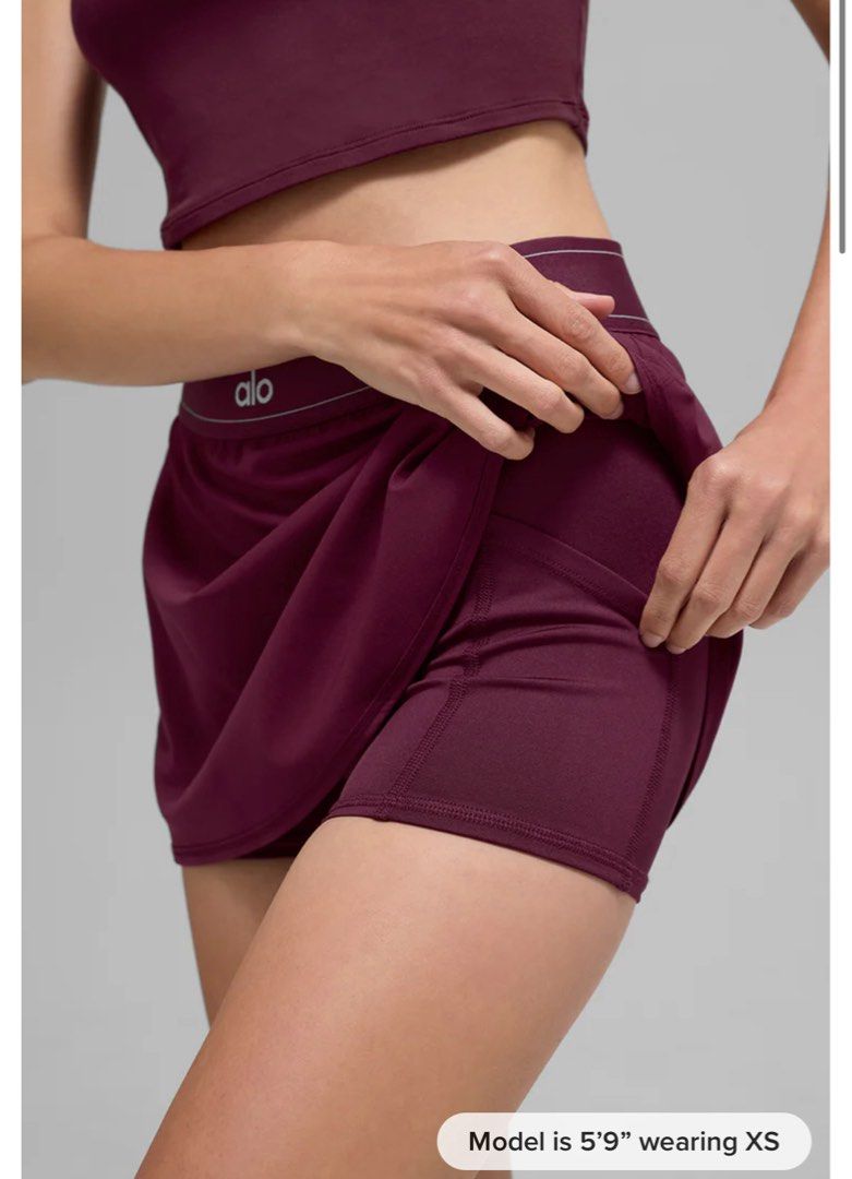 ALO Match Point Tennis Skirt - Burgundy, Women's Fashion