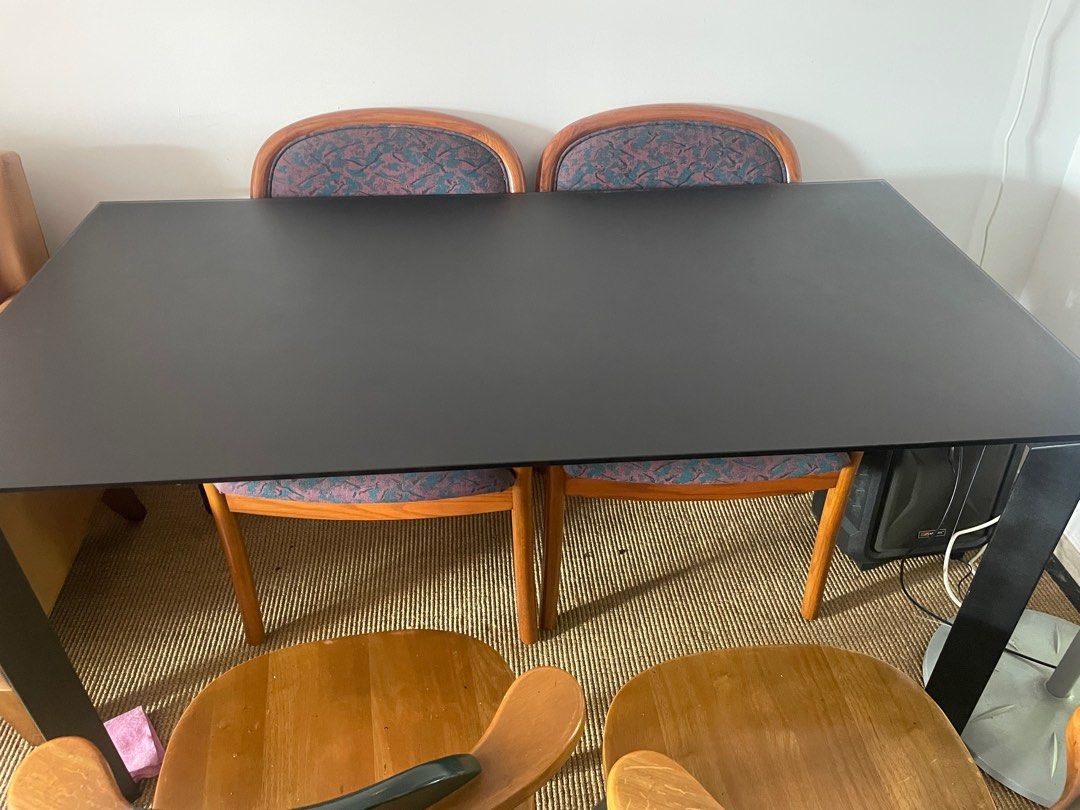 Black Rectangular Table (Category: Tables & Sets) located in Singapore. Submitted by scarlet_1610 (Listing ID 1396552370, Image 1). Description: Still in good condition.. arrange for delivered delivery. Exclude chairs. .