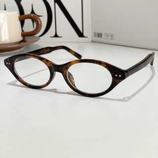 嶄新的玳瑁色貓眼眼鏡 扁圓框復古眼鏡64203087808643110