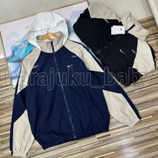 CE x NIKELAB C.E Cav Empt Fall New Arrival NIKE Nike Collaborative Unisex Couples Loose Fit Patchwork Jacket with Hidden Hood Retro School Uniform64235659075202110