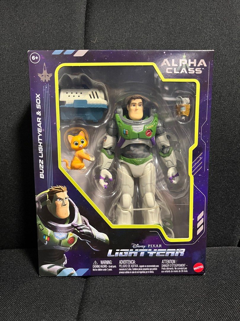 Disney Pixar Lightyear Alpha Class Buzz & Sox (Category: Toys & Games) located in Singapore. Submitted by khairuuuuul (Listing ID 1396490947, Image 1). Description: Brand new, unopened Lightyear Alpha Class Buzz Lightyear & Sox action figure. Includes figures and accessories..