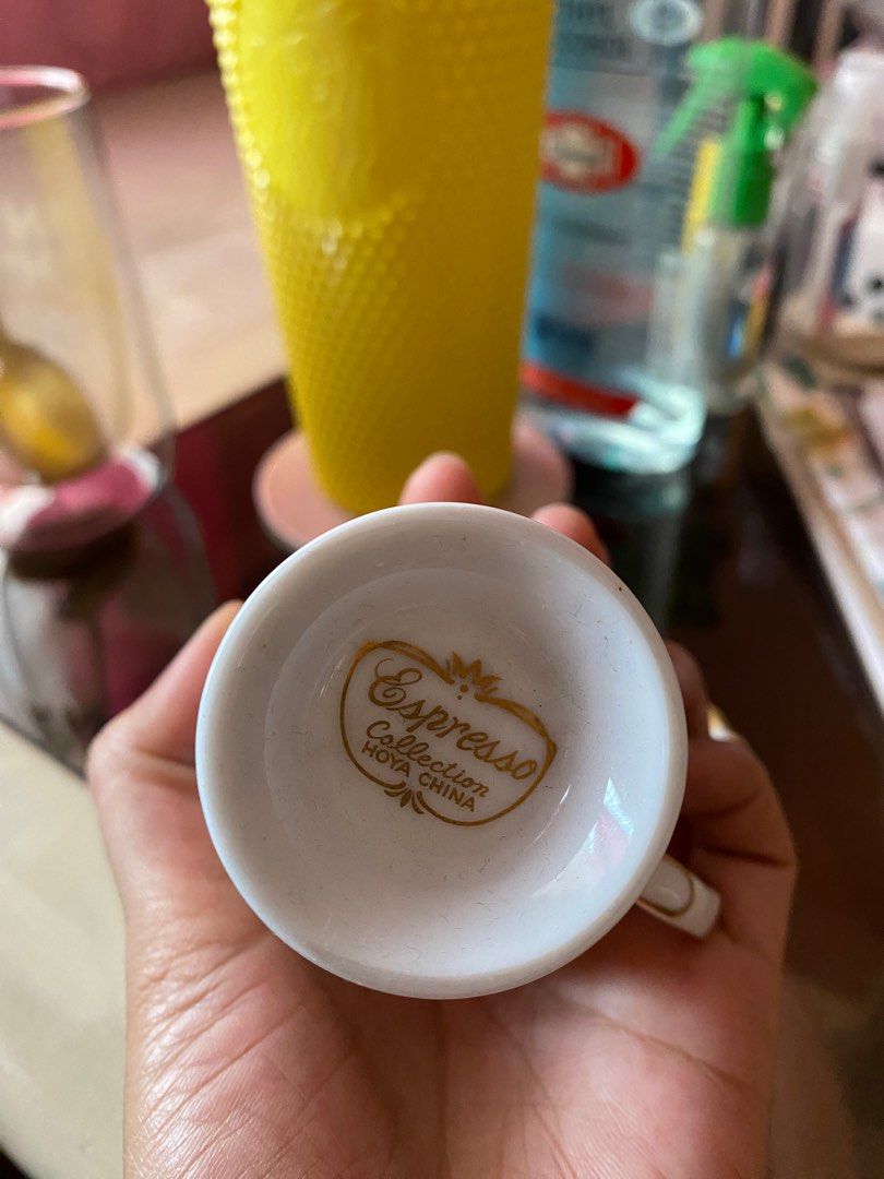 Espresso cup (vintage) (Category: Coffee & Tea Tableware) located in Manila. Submitted by elbonita892preloved (Listing ID 1396494451, Image 2). Description: 459 each but if you'll buy both I will give you like 800 🤍 never use, just display! what you see is what you will get! rfs need funds lang talaga! .