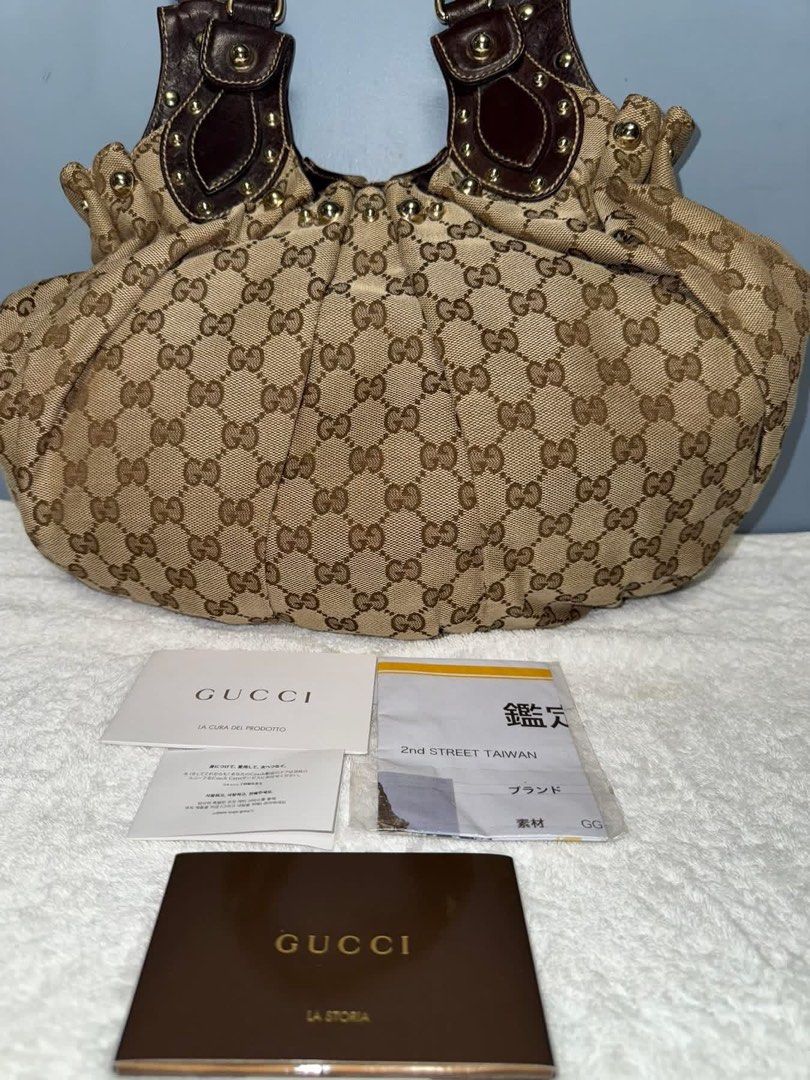 Authentic GUCCI Studded Pelham (Category: Luxury Bags & Wallets) located in Bulacan. Submitted by dgritzy (Listing ID 1396577628, Image 2). Description: All must go From taiwan With Entrupy .