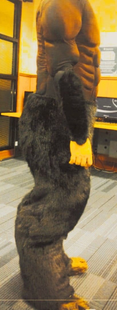 Halloween kapre costume (Category: Sets & Coordinates) located in Quezon City. Submitted by gonocampoart (Listing ID 1396638733, Image 3). Description: - Detailed goat mask with large horns - Black furry bodysuit - Matching hooves - Includes staff and detached fur piece - Dark and imposing design - Ideal for Halloween or themed events - Designed for average height.