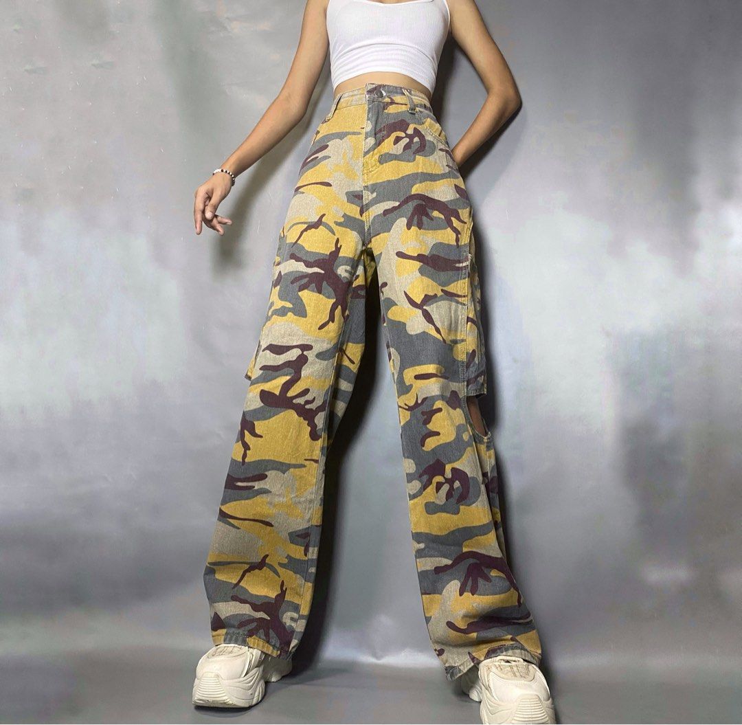 High quality Rare Camouflage tattered sideways (Category: Jeans) located in Manila. Submitted by best_thrifter (Listing ID 1396497474, Image 1). Description: High quality Rare Camouflage tattered sideways 📏 Waist: 27” | Hips:38” | Thigh:22” | Rise:12” | Length:40” 💸 Mine – 400 🚫 No cancellations 📐 Model: 5’3” | Waist 23” | Thigh 17” | Hips 32” 📥 DM to send your order form!.