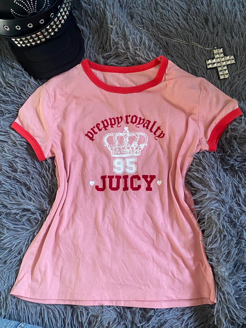 Juicy Baby tee (Category: Shirts) located in Manila. Submitted by _ingeolmi (Listing ID 1396472455, Image 1). Description: Small-medium ISSUE: BURADO TAG KAKALABA HIHI.