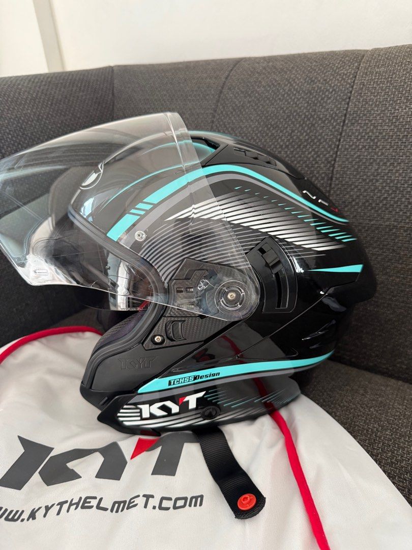 KYT NFJ DOUBLE VISOR HELMET (Aqua Blue), Motorcycles, Motorcycle