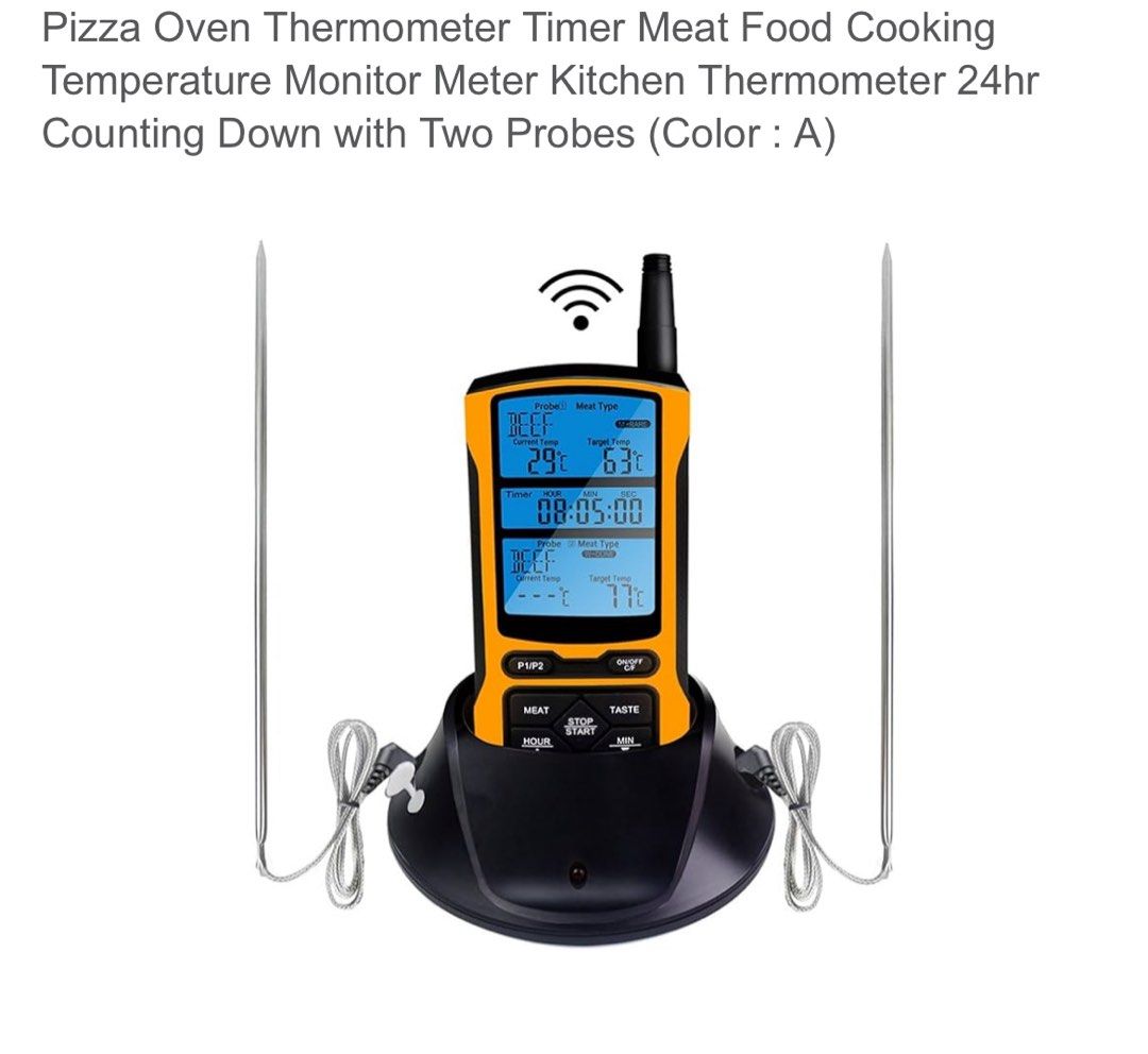 Mr. Bar-B-Q Dual Wireless Meat Thermometer (Category: BBQ, Grills & Hotpots) located in La Trinidad. Submitted by whatnotcollections (Listing ID 1396594346, Image 3). Description: This Wire Dual Meat Thermometer by Mr. Bar-B-Q helps you cook meat exactly to your likings. Equipped with two steel probes, it monitors the temperature of two meats at the same time. It also features a wireless remote that has a range of up to 100’ so you can preset it 