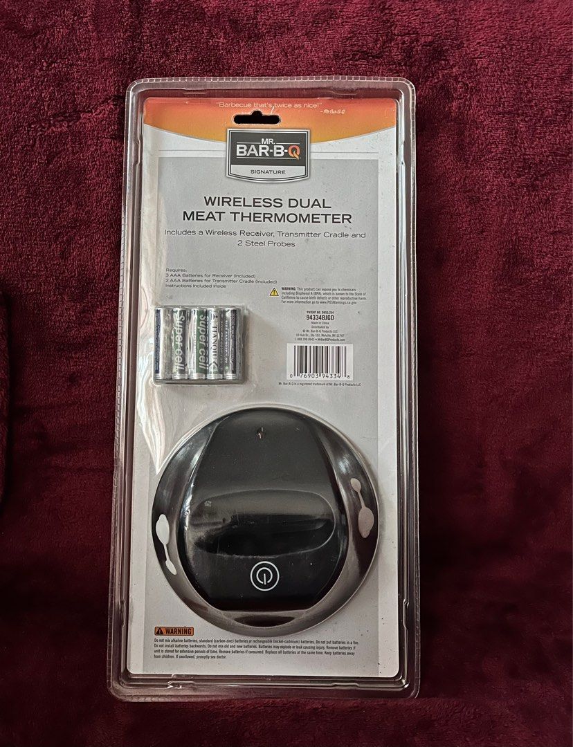 Mr. Bar-B-Q Dual Wireless Meat Thermometer (Category: BBQ, Grills & Hotpots) located in La Trinidad. Submitted by whatnotcollections (Listing ID 1396594346, Image 2). Description: This Wire Dual Meat Thermometer by Mr. Bar-B-Q helps you cook meat exactly to your likings. Equipped with two steel probes, it monitors the temperature of two meats at the same time. It also features a wireless remote that has a range of up to 100’ so you can preset it 