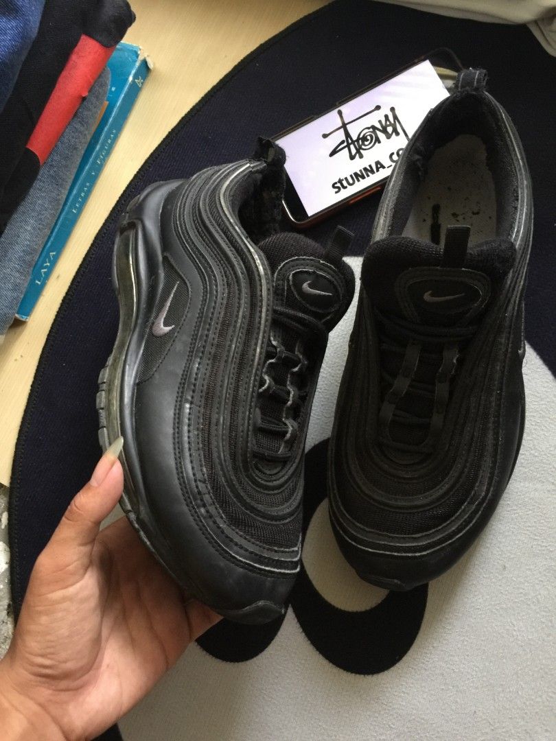 Nike AIR MAX 97 (Reflective Triple Black) (Category: Sneakers) located in Dumanjug. Submitted by commonthread.ph (Listing ID 1396588574, Image 1). Description: Nike AIR MAX 97 (Reflective Triple Black) ‼️FS ‼️FS ‼️ FS ‼️ -SIZE 41-42 -AUTHENTIC(Legit) -SPIKEY -MINIMAL ISSUES -REFLECTIVE -NEED WASH -FOR ONLY 650 NEGO SA SURE BUYER💸 DM📥 📍Cebu.