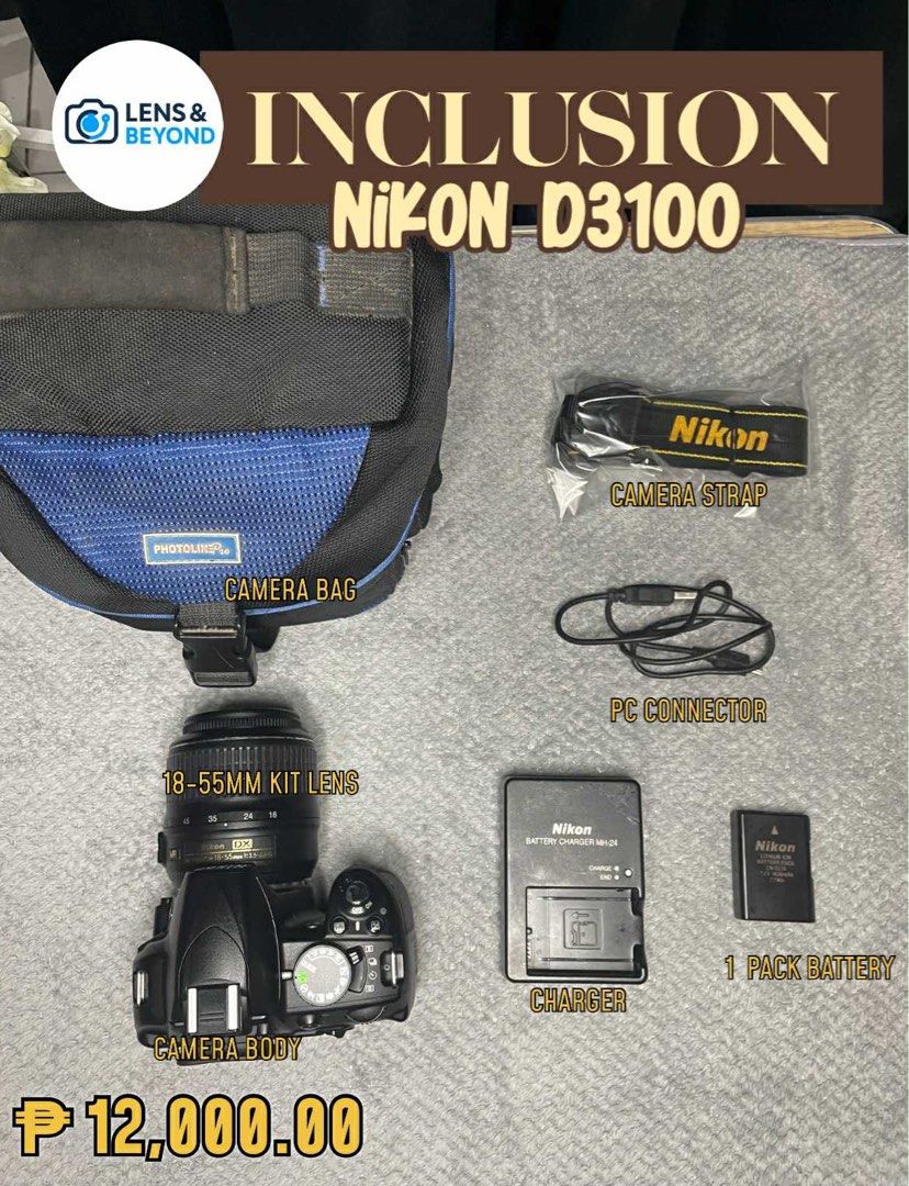 NIKON D3100 (Category: Cameras) located in Cainta. Submitted by arveejay07 (Listing ID 1396654257, Image 3). Description: 📸 Preloved Nikon D3100 for sale! Still in good condition and ready to capture great moments. 💬 PM for more info!.