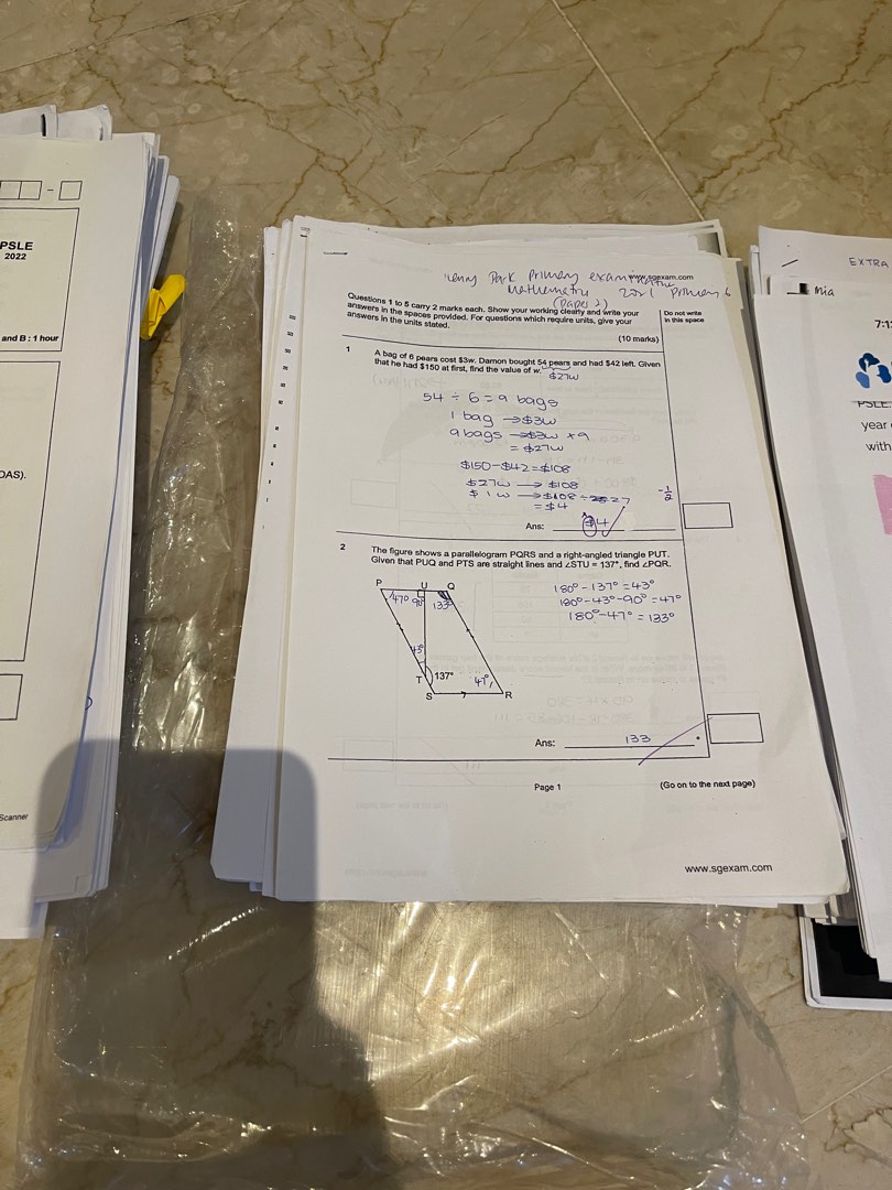 PSLE Math Practice Papers & Revision Booklet, Hobbies & Toys, Books ...