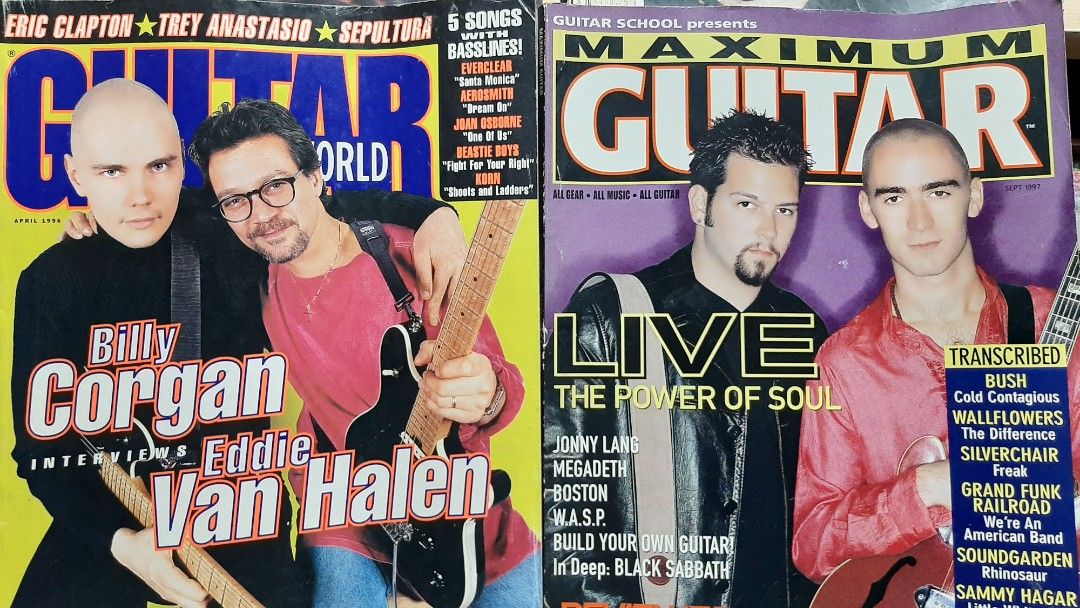 Smashing pumpkins (Category: Magazines) located in Marikina City. Submitted by darthvader888 (Listing ID 1396494209, Image 1). Description: - Guitar World and Rolling Stone magazines - Featuring Billy Corgan, Eddie Van Halen, and Bruce Springsteen - Issues from: September 1997, April 1996, October 1995 - Includes interviews and articles - Perfect for music enthusiasts and collectors.