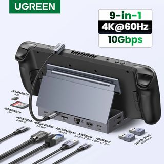 UGREEN Steam Deck Dock 4K60Hz 9 Ports RJ45 PD100W USB C HUB Compatible with Steam Deck ROG Ally LEGION Go iPhone 15 Pro/Pro Max64211354834945110