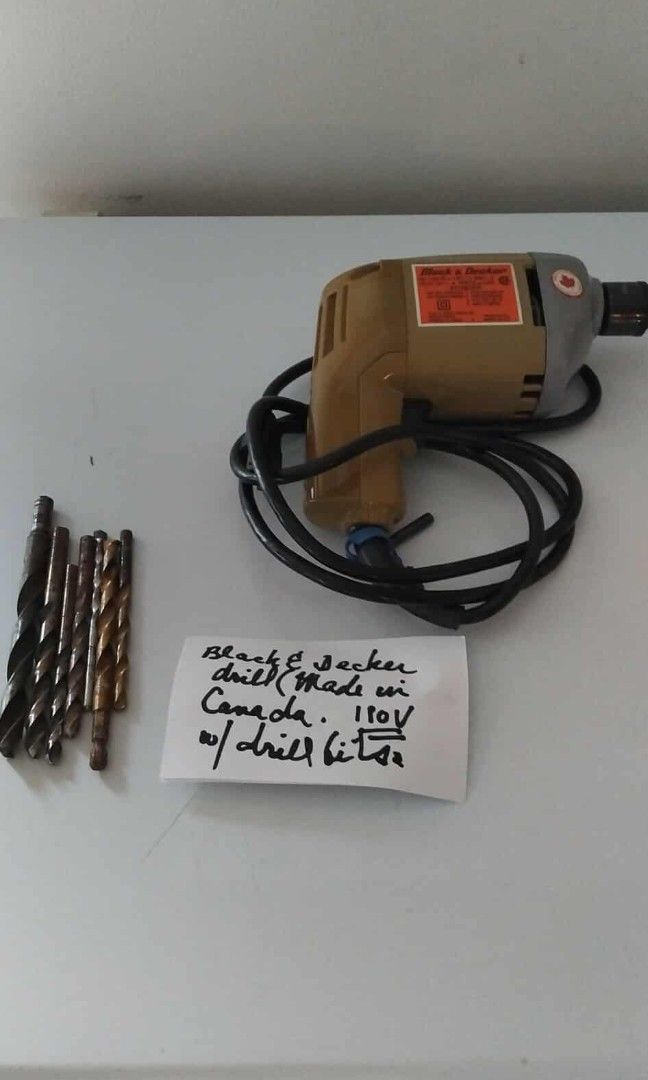 Used black and decker with drill bits/ 110 v (Category: Construction Tools & Equipment) located in Manila. Submitted by maryannlaman (Listing ID 1393493368, Image 3). Description: used black & decker with drill bits 110 v.