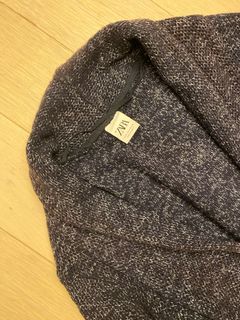 Zara 深藍色針織長外套64226037342722110