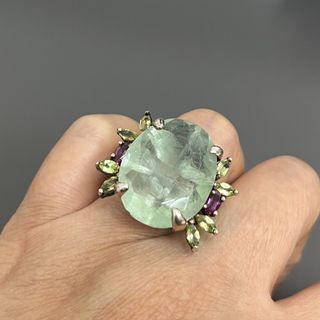 香港二手金銀店搜回 天然大卡方解石碧璽純銀925介64213877272578110