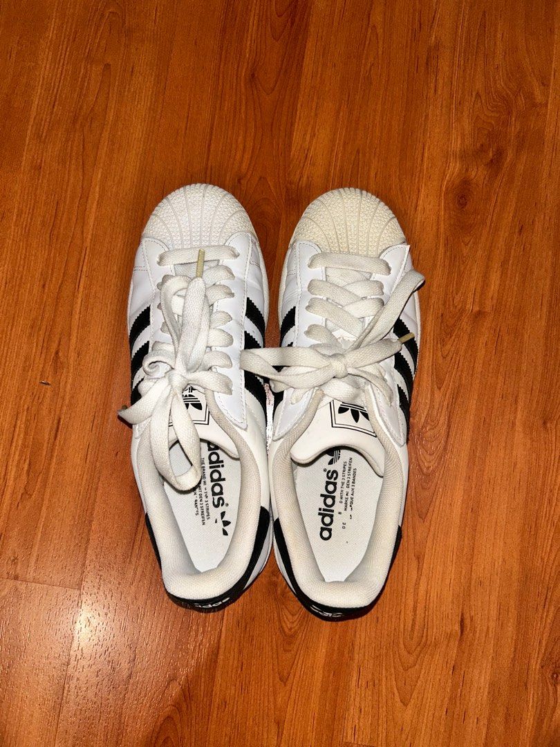 Adidas Superstar Sneakers (US 7.5) (Category: Sneakers) located in Quezon City. Submitted by _secondhandshop (Listing ID 1396797087, Image 2). Description: - Adidas Superstar sneakers - Used only a few times - Size: US 7.5 - RFS: Decluttering.