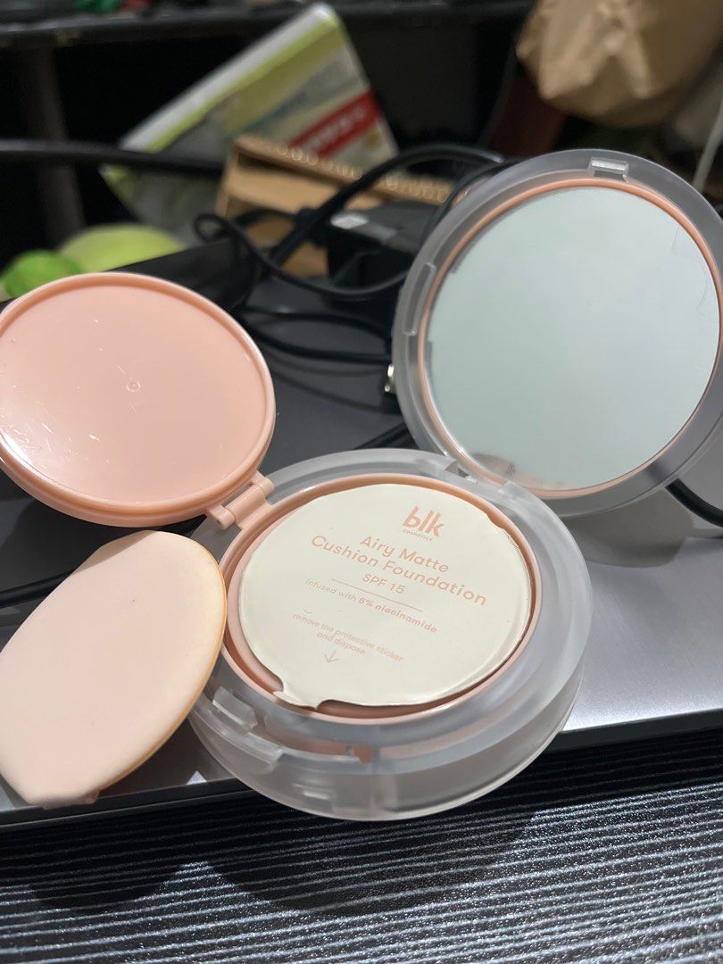BLK Airy Matte Cushion Foundation in Butterscotch (Category: Makeup) located in Quezon City. Submitted by zskate (Listing ID 1396800738, Image 3). Description: 💄 FOR SALE: blk Airy Matte Cushion Foundation – Shade: Butterscotch ✨ Price: ₱300 only! Never been used 📍 Location: Quezon City Perfect for medium to tan skin tones! Smooth matte finish and lightweight feel — great deal for someone who wants to try blk’s cushion foundation 💕.