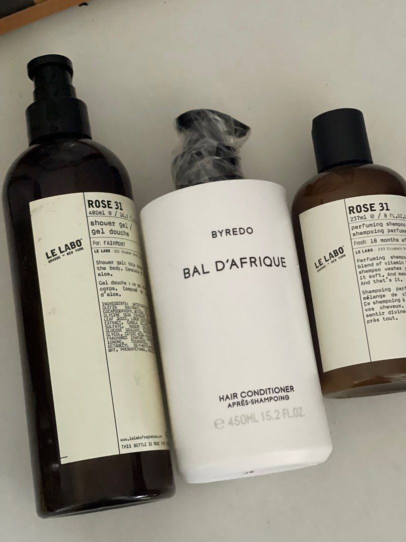 Byredo | Le Labo (Category: Hair) located in Manila. Submitted by gracesther1217 (Listing ID 1396711910, Image 1). Description: Hello! I couldn’t retrieve my old carousell acct anymore :( Selling these: Byredo Bal d Afrique 450ml Hair Conditioner Le Labo Rose 31 480 Body Wash Le Labo Rose 31 237ml Hair Shampoo ORIGINAL — we just opened the Balikbayan box yesterday night from CANADA (proof of unboxing is in the next photo) Brand new! I have many s