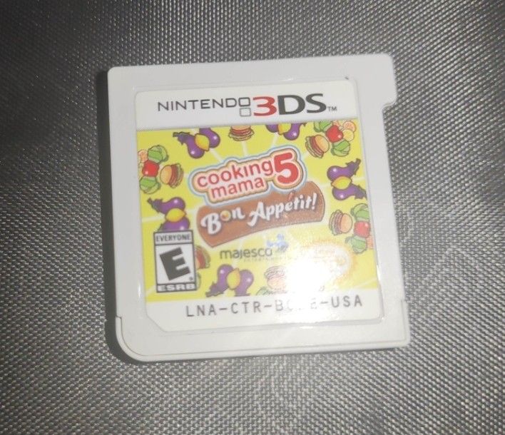 Cooking Mama 5: Bon Appétit! - Nintendo 3DS (Category: Nintendo) located in Manila. Submitted by v2Zuio (Listing ID 1396673179, Image 2). Description: - Cooking Mama 5: Bon Appétit! for Nintendo 3DS - Game cartridge included - ESRB Rating: E (Everyone) - Publisher: Majesco Entertainment - Model Number: LNA-CTR-BC5E-USA - Back of Cartridge: BC5E750220.
