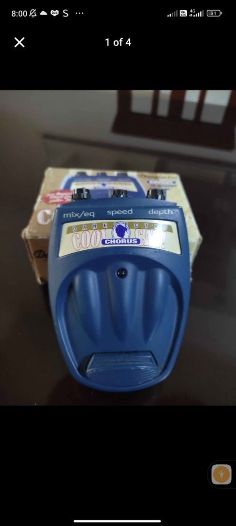 Danelectro Cool Cat Chorus Guitar Effects Pedal (Category: Musical Instruments) located in Las Pinas. Submitted by livestone.898019 (Listing ID 1396665450, Image 1). Description: - Danelectro Cool Cat Chorus pedal - Controls: Mix/EQ, Speed, Depth - True bypass (3PDT) - Input and output jacks - 9V DC power input - Includes original box.